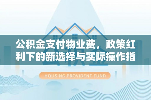 民和公积金支付物业费，政策红利下的新选择与实际操作指南